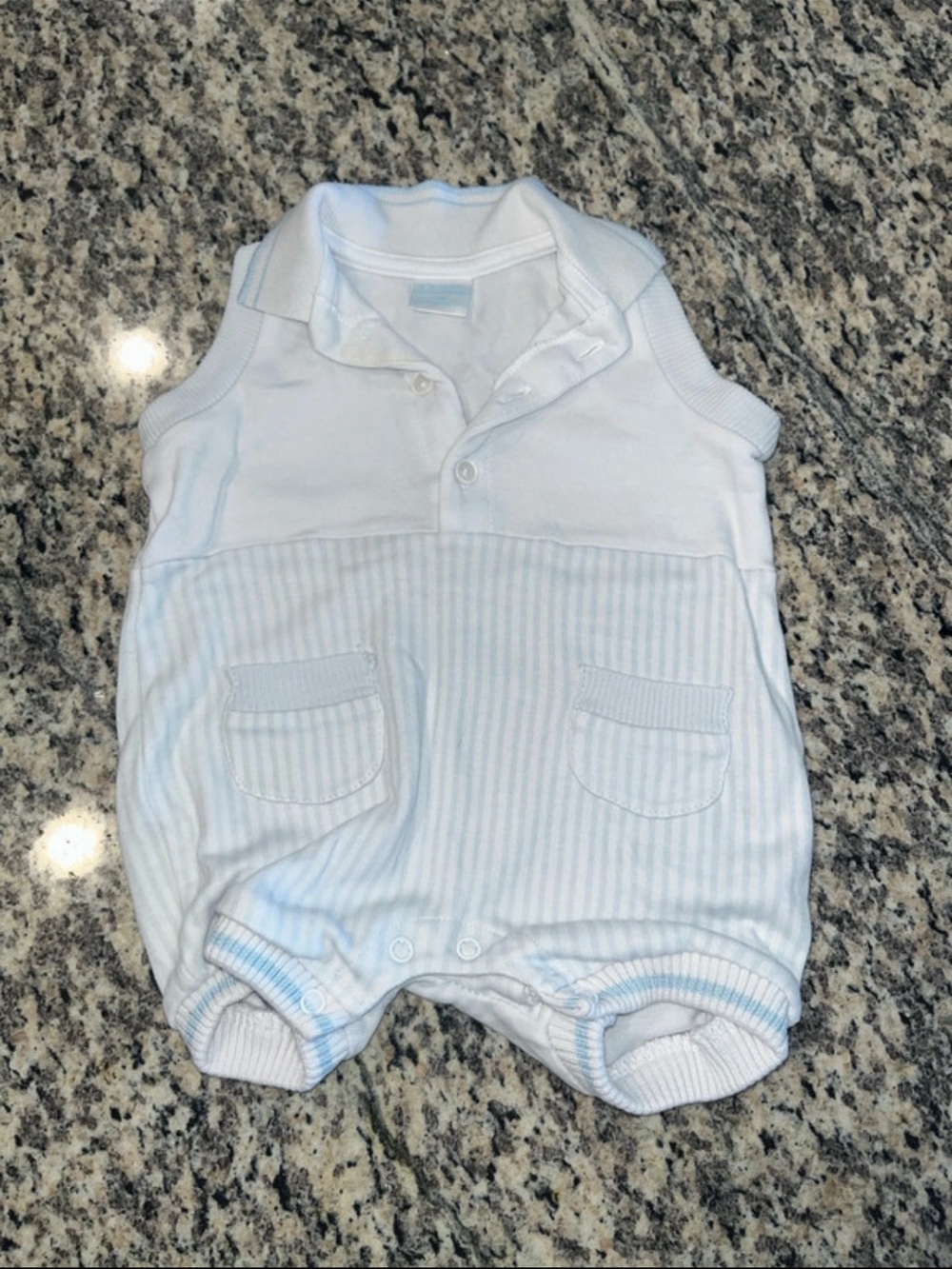 Edgehill Collection Classic Blue & White Striped Baby One-Piece Romper